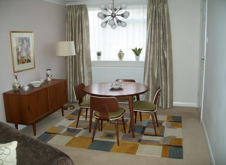 After: dining room virtually staged in mid-century style by Virtual Stage Now