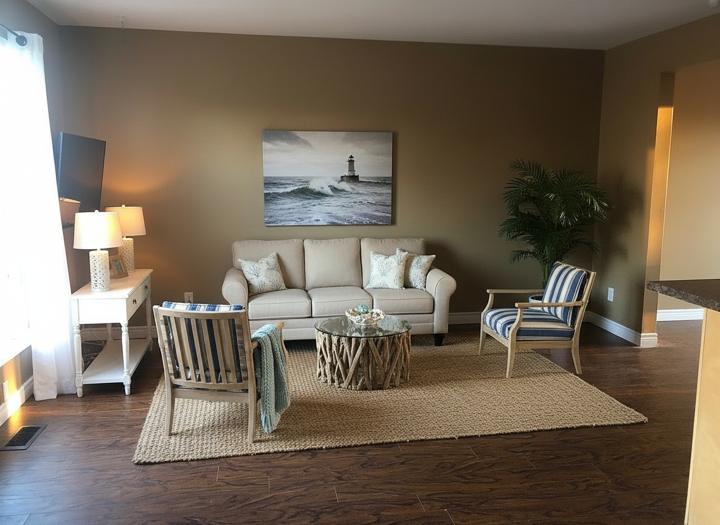 After: living room virtually staged in coastal style by Virtual Stage Now